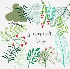 手绘清新树叶边框 平面电商 创意素材