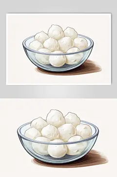 AI数字艺术国潮古风元宵节汤圆美食插画