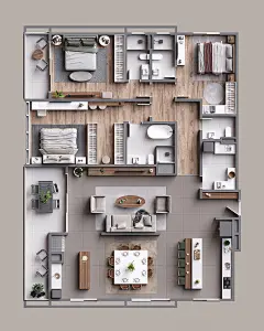 3D architecture ARQUITETURA CGI floor plan planta humanizada Real State Render visualization