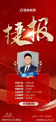渠道捷报销冠热销大字报红金海报-源文件-志设网-zs9.com