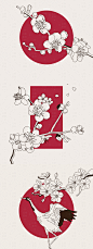 东方传统国风日式意象新年樱花仙鹤日本简约元素AI插图素材 (3)