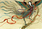 《妖绘卷》是一本以传统水墨画风全新演绎东方古代妖怪的绮丽画卷，根据中国古代神话《山海经》《搜神记》等书，结合中国和日本的民间故事创作了80多幅插图。包括飞禽类的毕方、肥遗鸟、精卫、窃脂、比翼鸟等；走兽中的天狗、獙獙、马腹、雍和等；还有包括天帝、娥皇女英、烛阴、神于儿等天神。书中附所绘形象的来源和解说，集诡异之美与空灵之意于一体，是一本前所未有的中国上古神怪和日本家宅妖怪绘卷。
