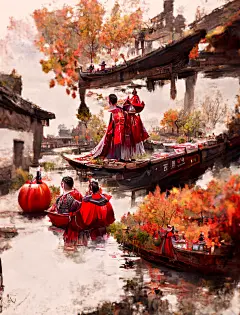 AI绘画 传统秋日郊游图-1