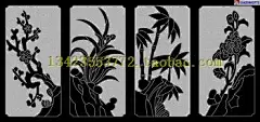 梅兰竹菊线雕图铣底PLT矢量图文泰栏板精雕单线雕刻石雕花草栏杆-淘宝网
