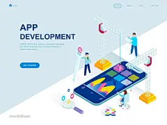 多种类型的时尚高端的2.5D等轴等距应用程序APP UI KITS开发着陆页海报插画banner设计模板大集合