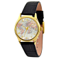 Ladies Map Watch (World ) with roman gold case