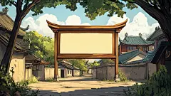 古风木板公示牌展示牌留白场景 (24)