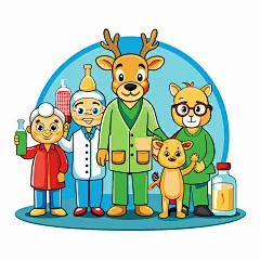 卡通人物梅花鹿娃娃插画