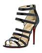 Christian Louboutin Mariniere Red Sole Patent Cage Bootie, Black - Neiman Marcus