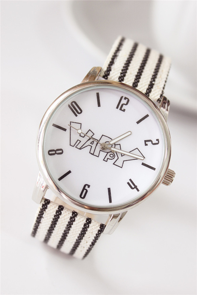 英文字母条纹皮带手表