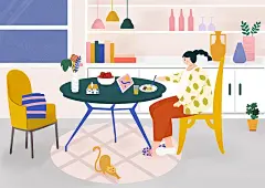 少女小清新扁平风插画图片下载