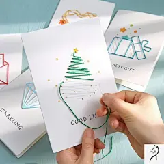 创意DI缝线生日贺卡手工材料包感恩节礼物自制定制圣诞节小礼品
