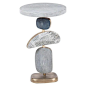 For Sale on 1stdibs - The cosmo side table by Kifu Paris is a whimsical and sculptural piece, inlaid in reversible cream shagreen/ black shagreen, Baguio stone, black pen shell