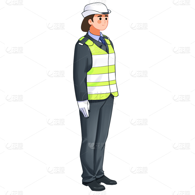 执勤中的女交警插画