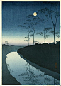 Hasui Moonlit Woodblock Prints 1939-1970s