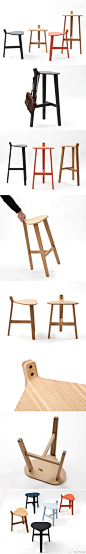 Guillaume Delvigne 设计了一款酒吧椅,它有一个有意思的特征,尾部翘起了一个小钩钩,方便人们将一些衣物.包等挂在上面 (不过要记着拿哦) http://t.cn/zYnJNCR