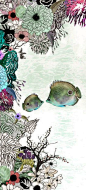 Fish Art Print Green turquoise Large painting Pen by lizkapiloto, $35.00