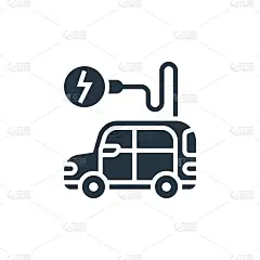 电动汽车图标。字形电动车图标用于网站设计和移动，应用程序开发，打印。电动汽车图标从填充电动汽车收集孤