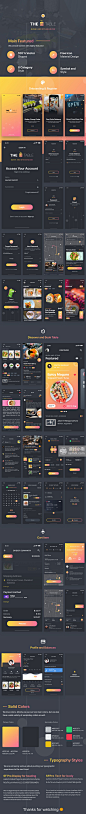 #APP模版# 
深色时尚高端的餐饮服务类 APP Ui KITS [Sketch]