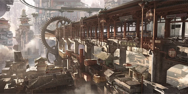 审美提升|概念设计：蒸汽朋克（国风场景）-花瓣网
