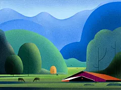 噪点插画-山