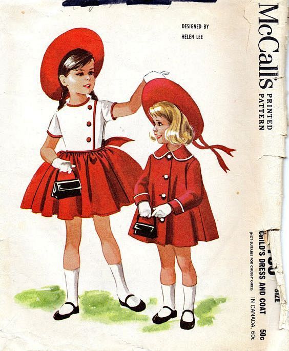 上个世纪旧杂志上的萝莉童装插图真的好可爱...