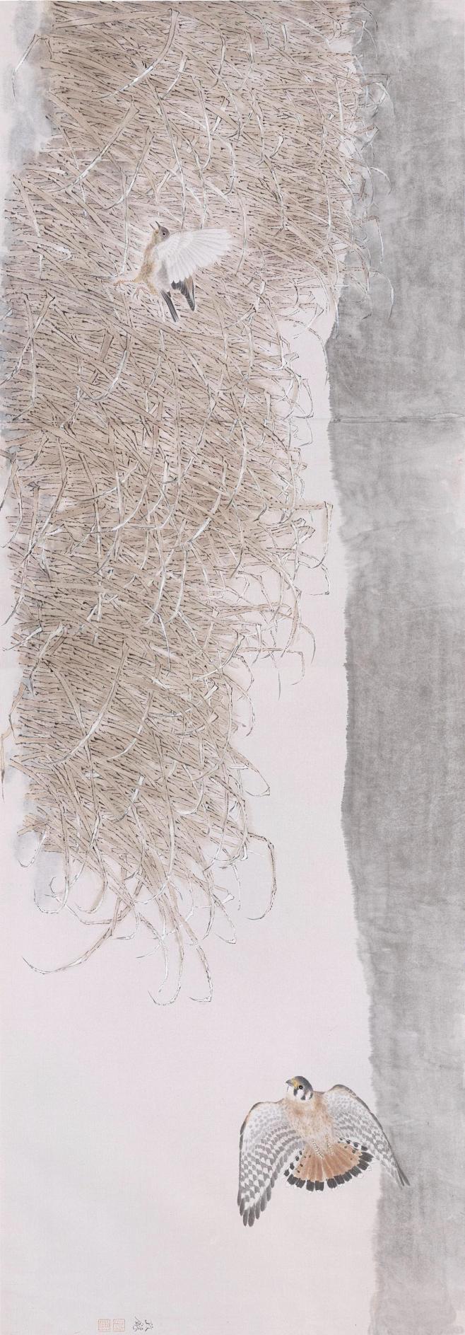 素花似锦、繁英意远-方政和工笔花鸟画-今...