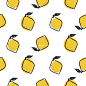 Yellow lemon with leaves vector seamless pattern