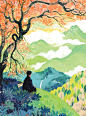 QU Lan | Illustration - Design - Petits contes de printemps : illustrations for a japanese novel