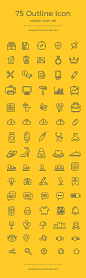 FREEBIES - 75 Various Outline Icon Set : 75 various icon in one package, and it's FREE! download here:https://dribbble.com/shots/2020043-75-Various-Outline-Icon-Set