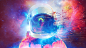 General 2560x1440 astronaut abstract stars cyan red