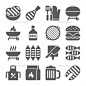 烧烤或烧烤图标——食物对象Grill Or Barbecue Icons - Food Objects烧烤,烧烤,烧烤,牛肉,黑色,汉堡,收集,厨师,烹饪、火灾、食物、叉,烤,烤,烤,热,热,图标,说明,烤肉串,厨房,肉,户外,聚会,野餐,香肠,集,牛排,夏天,矢量 barbecue, barbeque, bbq, beef, black, burger, collection, cook, cooking, fire, food, fork, grill, grilled, grilling, heat