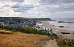 法国,arromanches,诺曼底登陆日,诺曼底,水,悬崖,水平画幅,无人,海港,海洋