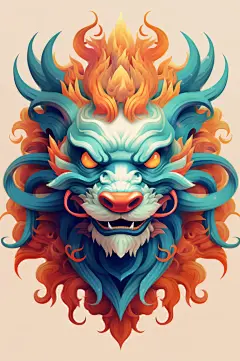 AI数字艺术龙年龙头中国龙插画元素-众图网