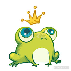 卡通手绘夏季青蛙王冠插画