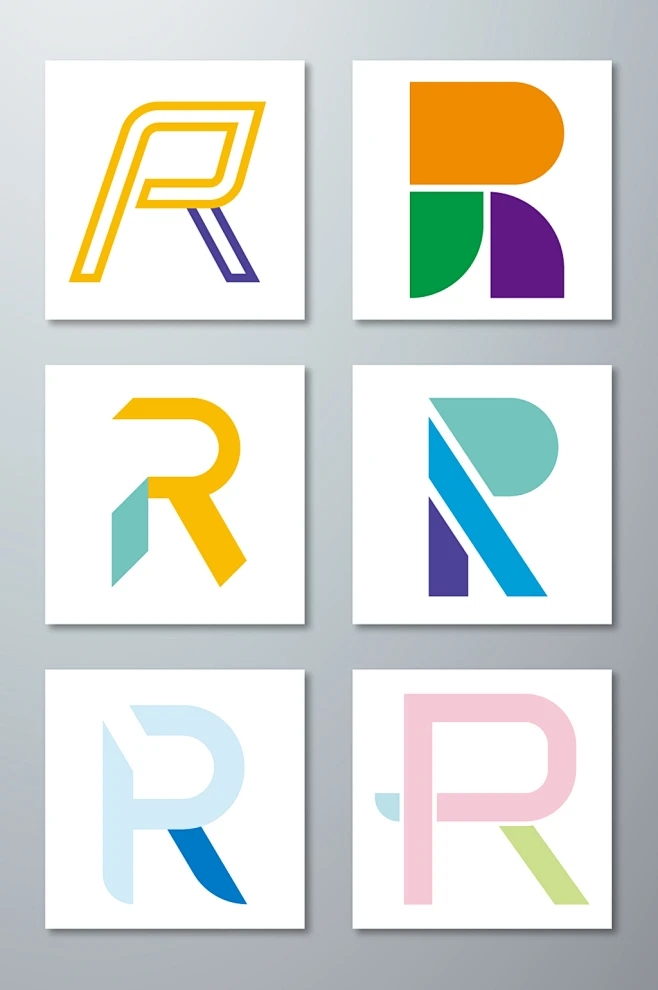 R字母变形logo设计元素素材-花瓣网