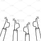 正面的反馈，线性的竖起大拇指