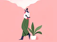 烟烟人植物繁殖设计女孩解释器纹理特征形状平面2d图