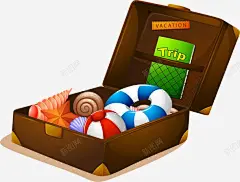 摄影手绘旅游百宝箱高清素材 页面网页 平面电商 创意素材 png素材