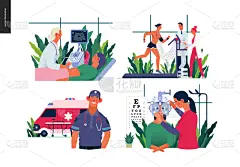 绘画插图,医疗保险,紧迫,验光师,超声波,专门技术,健康保健,脉搏图,护士,药