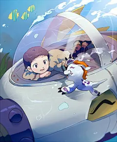 日本画师TKG的一组数码宝贝插画，画风美cry，我们很快又能