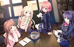 图书馆,书房,书桌,四个可爱女生4K动漫壁纸