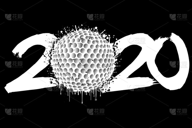 点状,新年前夕,2020,高尔夫球,分离...