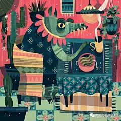 插画丨绝美扁平风，在浓烈的色彩中体验热情的印度风情 : 60万插画师共同关注→插画与品牌设计