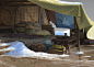 Camp, lok du : Hey, friend, it's cold. Come and have a cup of hot coffee~