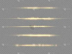 水平光线，闪光黄色水平线