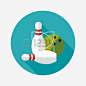 Bowling game flat icon with long shadow