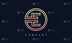 首字母E标志与创意圈字母组合商业排版向量模板