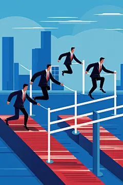 AI数字艺术扁平化企业文化坚持精神插画