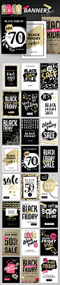 Black Friday Social Media Banners Template PSD, Transparent PNG, Vector EPS, AI Illustrator: 